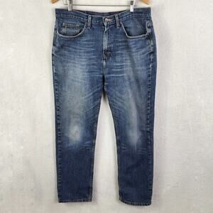 Tommy Hilfiger Straight Jeans Men 33/32 Classic Fit 5 Pocket Blue Denim Shredded